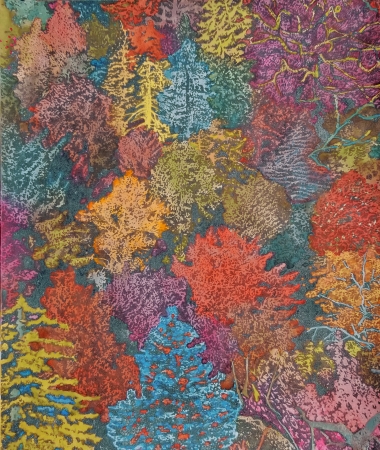 Aaron Morse, Wilderness (Rust), 2018, Acrylic, watercolor and ink on paper 23-1/2 x 19-1/2 inches,
