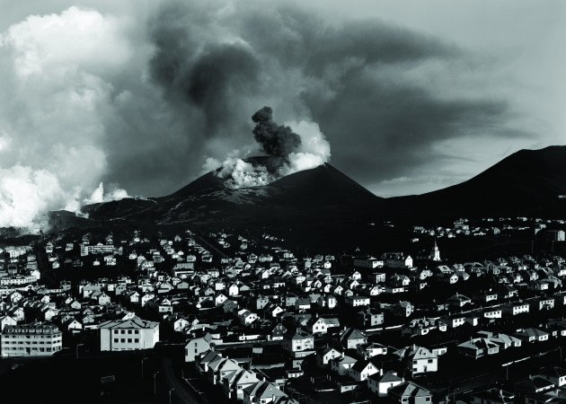 Eruption over Heimaey, Westman Islands Iceland, 1974