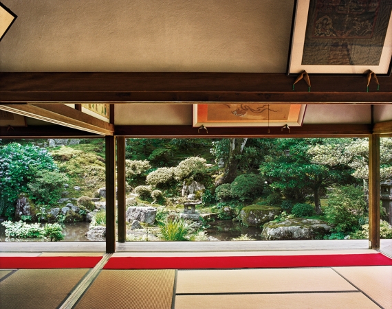 Jacqueline Hassink<br /> <em>Jikkō-in 1,&nbsp;Northeast Kyoto,&nbsp;29 June 2004 (9:30–10:30)</em><br /> Chromogenic prints<br />41 x 51", 50 x 63", and&nbsp;63 x 79"&nbsp; &nbsp;Shared edition of 7<br />