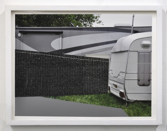 Jude Broughan<br /> <i>Convoy</i>, 2015<br /> Archival pigment print, fabric, thread &nbsp;<br /> 8 x 12" (unique)&nbsp;