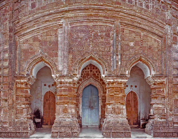 Laura McPhee<br /> <em>3 Portals, 16th Century Terracotta Temple, Attpur, West Bengal, India, </em>1998<br /> 50 x 60"<br /> Archival pigment ink print<br /> Signed, titled, dated and numbered on verso<br /> Edition of 6