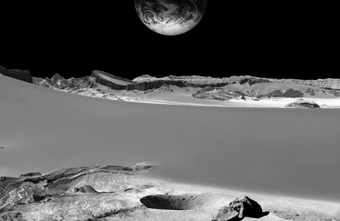 Michael Najjar, moon mining, 2016, Hybrid photography, archival pigment print on diasec, custom made aluminum frame