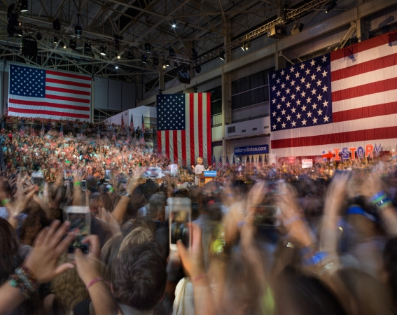 Matthew Pillsbury<br /> <i>HIllary Clinton Becomes the Presumptive Democratic Nominee for President of the United States, Brooklyn Navy Yard, Tuesday, June 7th</i>, 2016 (TV16051)<br /> Archival pigment ink prints<br /> 20 x 24" &nbsp; &nbsp;Edition of 10<br /> 30 x 40" &nbsp; &nbsp;Edition of 6 (plus 2 APs)<br /> 50 x 60" &nbsp; &nbsp;Edition of 2 (plus 1 AP)