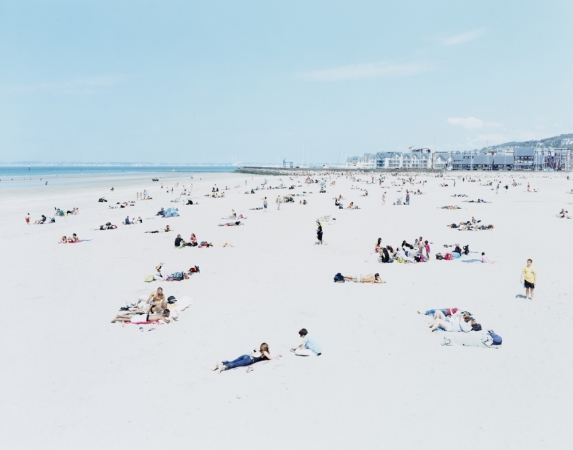 Massimo Vitali<br /> <em>Deauville Yellow Boy </em>(#4420), 2012<br /> Chromogenic print with Diasec mount<br /> 72 x 86" &nbsp; &nbsp;Edition of 6