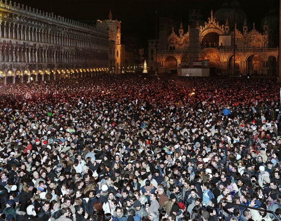 Massimo Vitali<br /> <em>New Years Eve, Piazza San Marco, Venice </em>(#2963), 2008 / 2009<br /> Chromogenic print with Diasec mount<br /> 72 x 86" &nbsp; &nbsp;Edition of 6