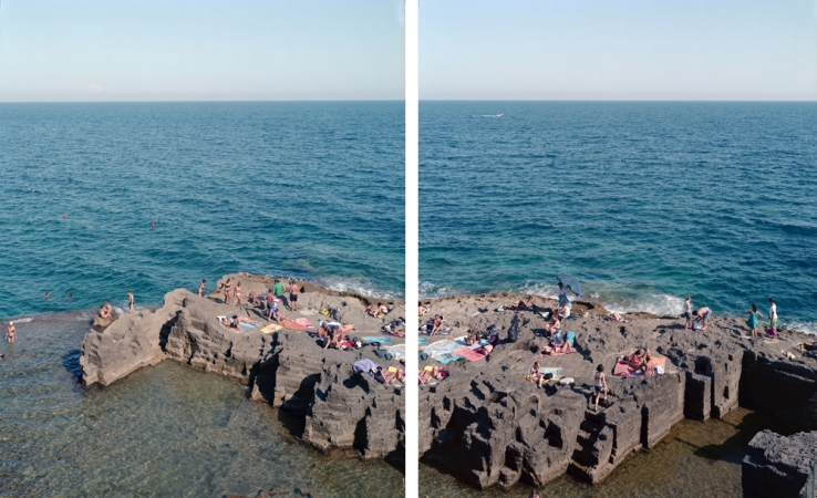 Massimo Vitali<br /> <em>Santa Cesarea Diptych </em>(#4496-4497), 2011<br /> Chromogenic print with Diasec mount<br /> 90 x 71” (each panel) &nbsp; &nbsp;Edition of 6