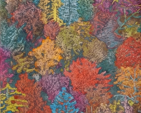 Aaron Morse, Wilderness (Rust), 2018, Acrylic, watercolor and ink on paper 23-1/2 x 19-1/2 inches,