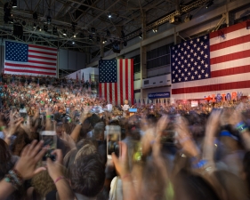 Matthew Pillsbury<br /> <i>HIllary Clinton Becomes the Presumptive Democratic Nominee for President of the United States, Brooklyn Navy Yard, Tuesday, June 7th</i>, 2016 (TV16051)<br /> Archival pigment ink prints<br /> 20 x 24" &nbsp; &nbsp;Edition of 10<br /> 30 x 40" &nbsp; &nbsp;Edition of 6 (plus 2 APs)<br /> 50 x 60" &nbsp; &nbsp;Edition of 2 (plus 1 AP)